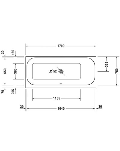 Акриловая ванна 170х75 см R Duravit Happy D.2 700313000000000