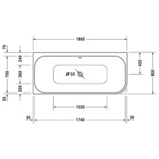 Акриловая ванна 180х80 см L Duravit Happy D.2 700316000000000