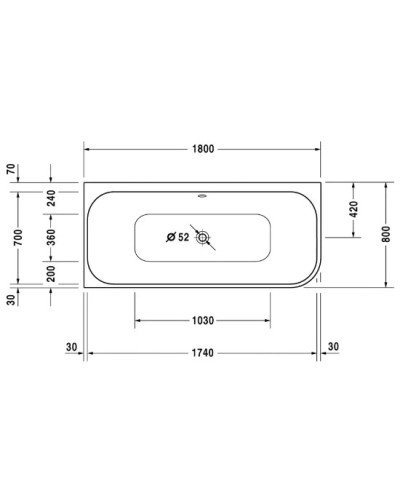 Акриловая ванна 180х80 см L Duravit Happy D.2 700316000000000