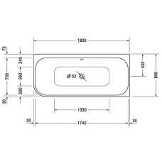 Акриловая ванна 180х80 см R Duravit Happy D.2 700317000000000