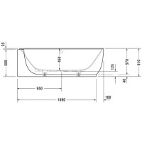 Акриловая ванна 185х95 см L Duravit Luv 700431000000000