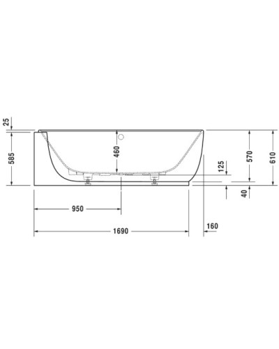 Акриловая ванна 185х95 см L Duravit Luv 700431000000000