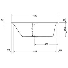 Акриловая ванна 160х70 см L Duravit P3 Comforts 700371000000000