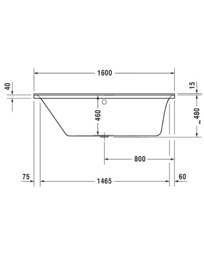 Акриловая ванна 160х70 см L Duravit P3 Comforts 700371000000000
