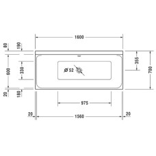 Акриловая ванна 160х70 см L Duravit P3 Comforts 700371000000000