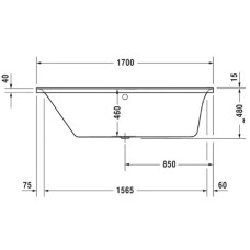 Акриловая ванна 170х75 см L Duravit P3 Comforts 700375000000000