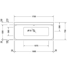 Акриловая ванна 170х75 см L Duravit P3 Comforts 700375000000000