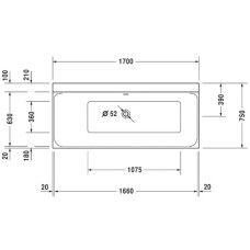 Акриловая ванна 170х75 см L Duravit P3 Comforts 700375000000000
