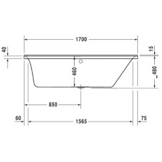 Акриловая ванна 170х75 см R Duravit P3 Comforts 700376000000000