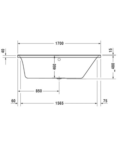 Акриловая ванна 170х75 см R Duravit P3 Comforts 700376000000000
