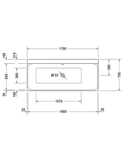 Акриловая ванна 170х75 см R Duravit P3 Comforts 700376000000000