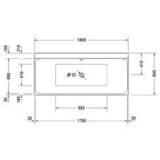 Акриловая ванна 180х80 см Duravit P3 Comforts 700377000000000