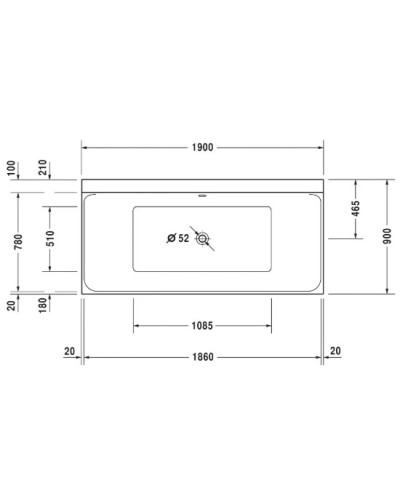 Акриловая ванна 190х90 см Duravit P3 Comforts 700378000000000