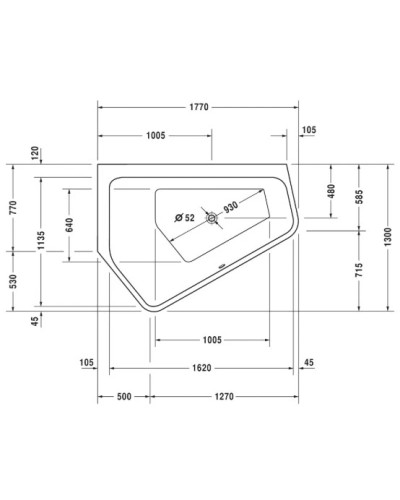 Акриловая ванна 177х130 см L Duravit Paiova 5 700390000000000