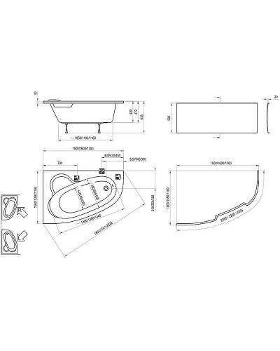 Акриловая ванна Ravak Asymmetric 150x100 L C441000000 без гидромассажа