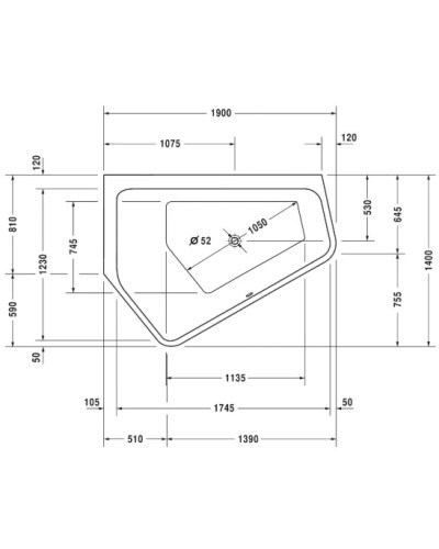 Акриловая ванна 190х140 см L Duravit Paiova 5 700392000000000