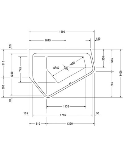 Акриловая ванна 190х140 см L Duravit Paiova 5 700396000000000