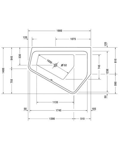 Акриловая ванна 190х140 см R Duravit Paiova 5 700397000000000