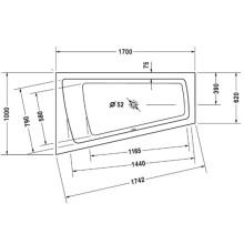 Акриловая ванна 170х100 см L Duravit Paiova 700212000000000