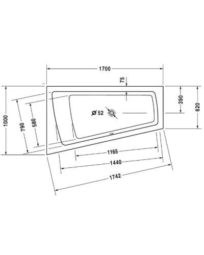 Акриловая ванна 170х100 см L Duravit Paiova 700212000000000