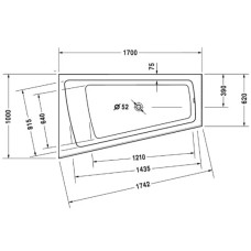 Акриловая ванна 170х100 см L Duravit Paiova 700264000000000