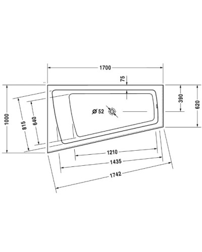 Акриловая ванна 170х100 см L Duravit Paiova 700264000000000