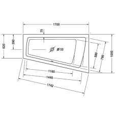 Акриловая ванна 170х100 см R Duravit Paiova 700213000000000