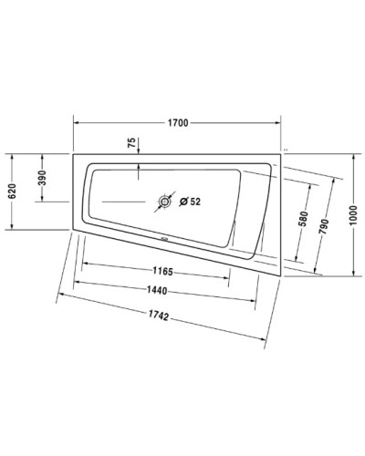 Акриловая ванна 170х100 см R Duravit Paiova 700213000000000