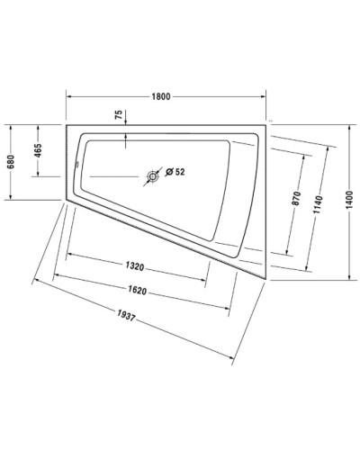 Акриловая ванна 180х140 см R Duravit Paiova 700269000000000