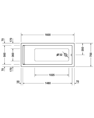 Акриловая ванна 160х70 см Duravit Starck 700333000000000