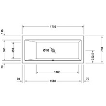 Акриловая ванна 170х75 см L Duravit Vero 700133000000000