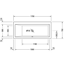 Акриловая ванна 170х75 см L Duravit Vero 700133000000000