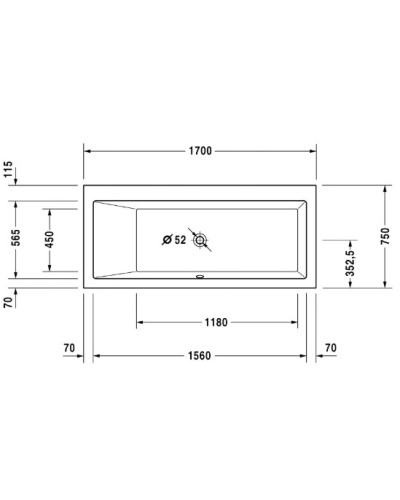 Акриловая ванна 170х75 см L Duravit Vero 700133000000000
