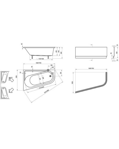 Акриловая ванна Ravak Chrome 170x105 R CA41000000 без гидромассажа