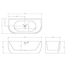 Акриловая ванна Abber 170х75 AB9316 без гидромассажа