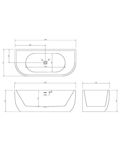 Акриловая ванна Abber 170х75 AB9316 без гидромассажа