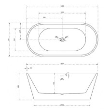 Акриловая ванна Abber 160х75 AB9320-1.6 без гидромассажа