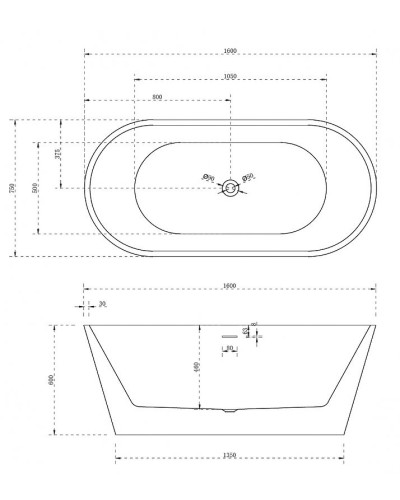 Акриловая ванна Abber 160х75 AB9320-1.6 без гидромассажа