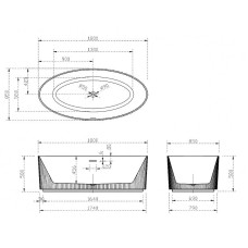 Акриловая ванна Abber 180х85 AB9327 без гидромассажа
