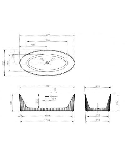 Акриловая ванна Abber 180х85 AB9327 без гидромассажа