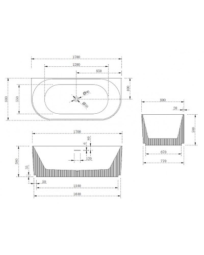 Акриловая ванна Abber 170х80 AB9330-1.7 без гидромассажа