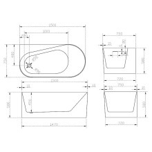 Акриловая ванна Abber 150х75 AB9496-1.5L без гидромассажа