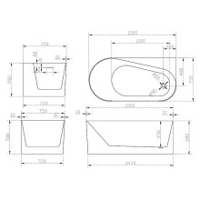 Акриловая ванна Abber 150х75 AB9496-1.5R без гидромассажа