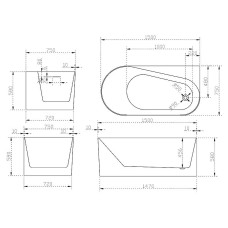 Акриловая ванна Abber 150х75 AB9496-1.5R без гидромассажа
