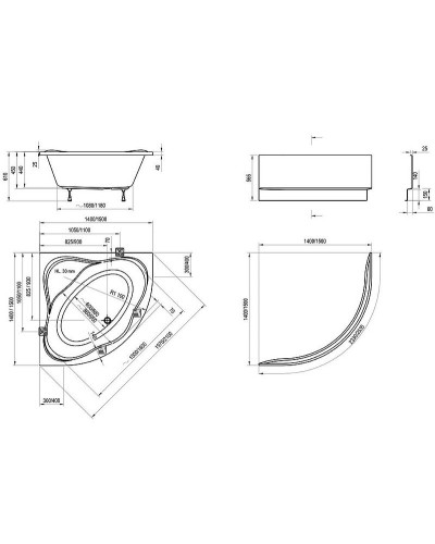Акриловая ванна Ravak NewDay 140х140 C651000000 без гидромассажа