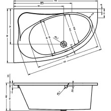Акриловая ванна Riho Lyra 140x90 B019001005 (BA6500500000000) R без гидромассажа