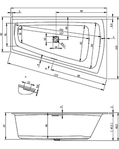 Акриловая ванна Riho Still Smart 170x110 B102001005 (BR0400500000000) L без гидромассажа
