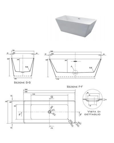 Акриловая ванна 160х70 см Kerasan Ego 743101