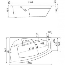 Акриловая ванна Santek Майорка XL 160 L без гидромассажа L