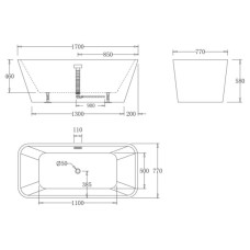 Акриловая ванна 170х77 см BelBagno BB60-1700